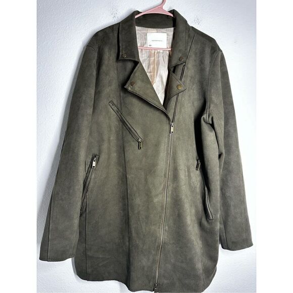 Anthropologie Ripley Sueded Longline Moto Jacket Color Olive Size XL - Picture 3 of 15